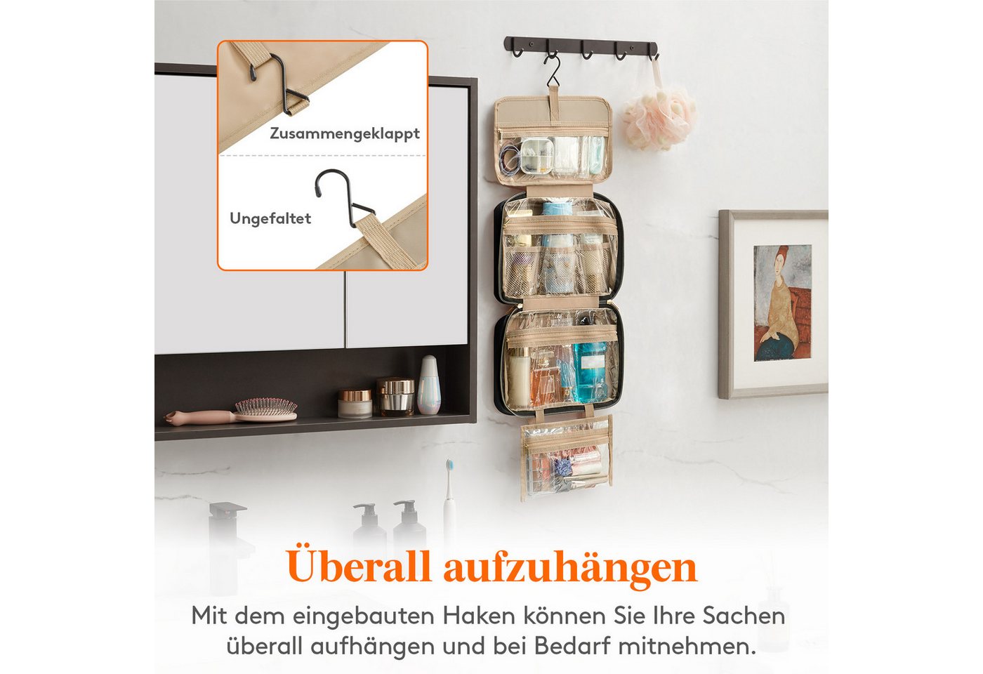Lifewit Kulturbeutel Reise Kulturbeutel,Kosmetiktasche Kulturtasche zum Aufhängen Organizer (Packung, 1-tlg., 8L,B/H/T 32/23/10.5 cm, 4L,B/H/T 28/19/7.5 cm), Spritzwassergeschützt Bild 5