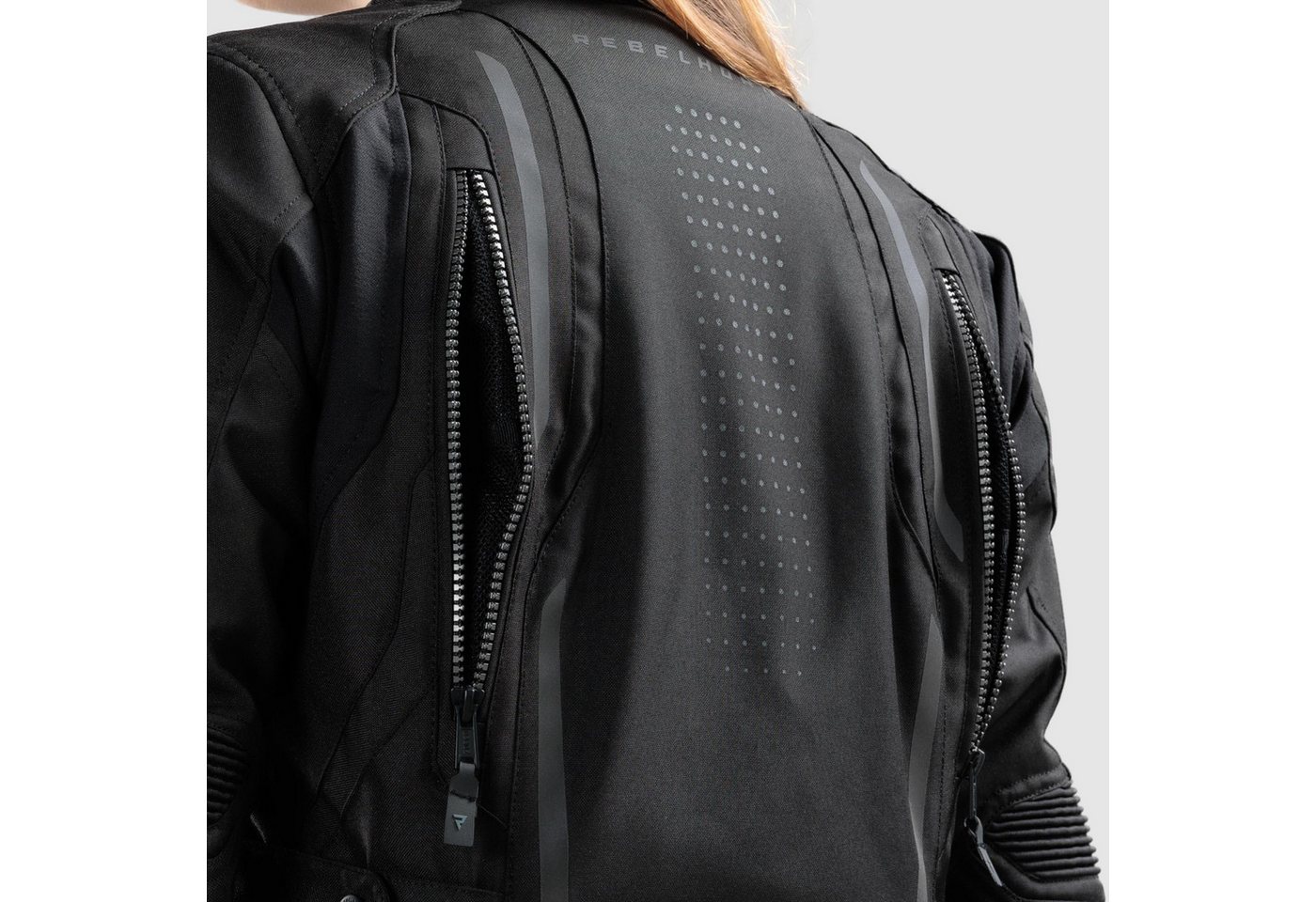 Rebelhorn Motorradjacke Hiker 4 wasserdichte Damen Motorrad Textiljacke Rückenprotektor enthalten,Verbindungsreißverschluss,Ellenbogenpro Bild 2