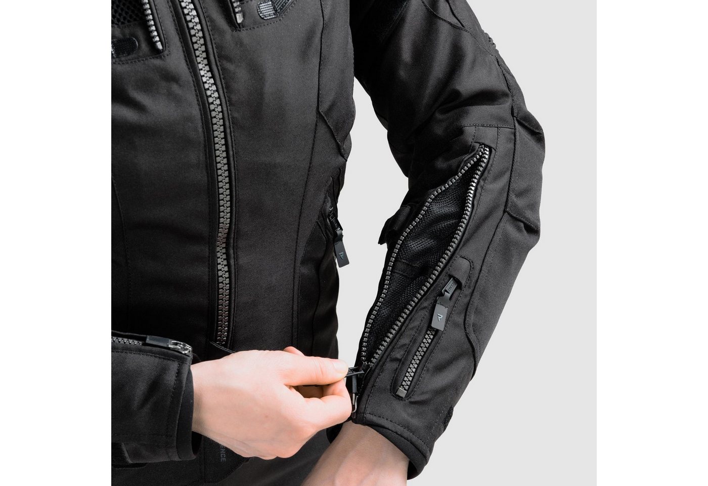 Rebelhorn Motorradjacke Hiker 4 wasserdichte Damen Motorrad Textiljacke Rückenprotektor enthalten,Verbindungsreißverschluss,Ellenbogenpro Bild 4