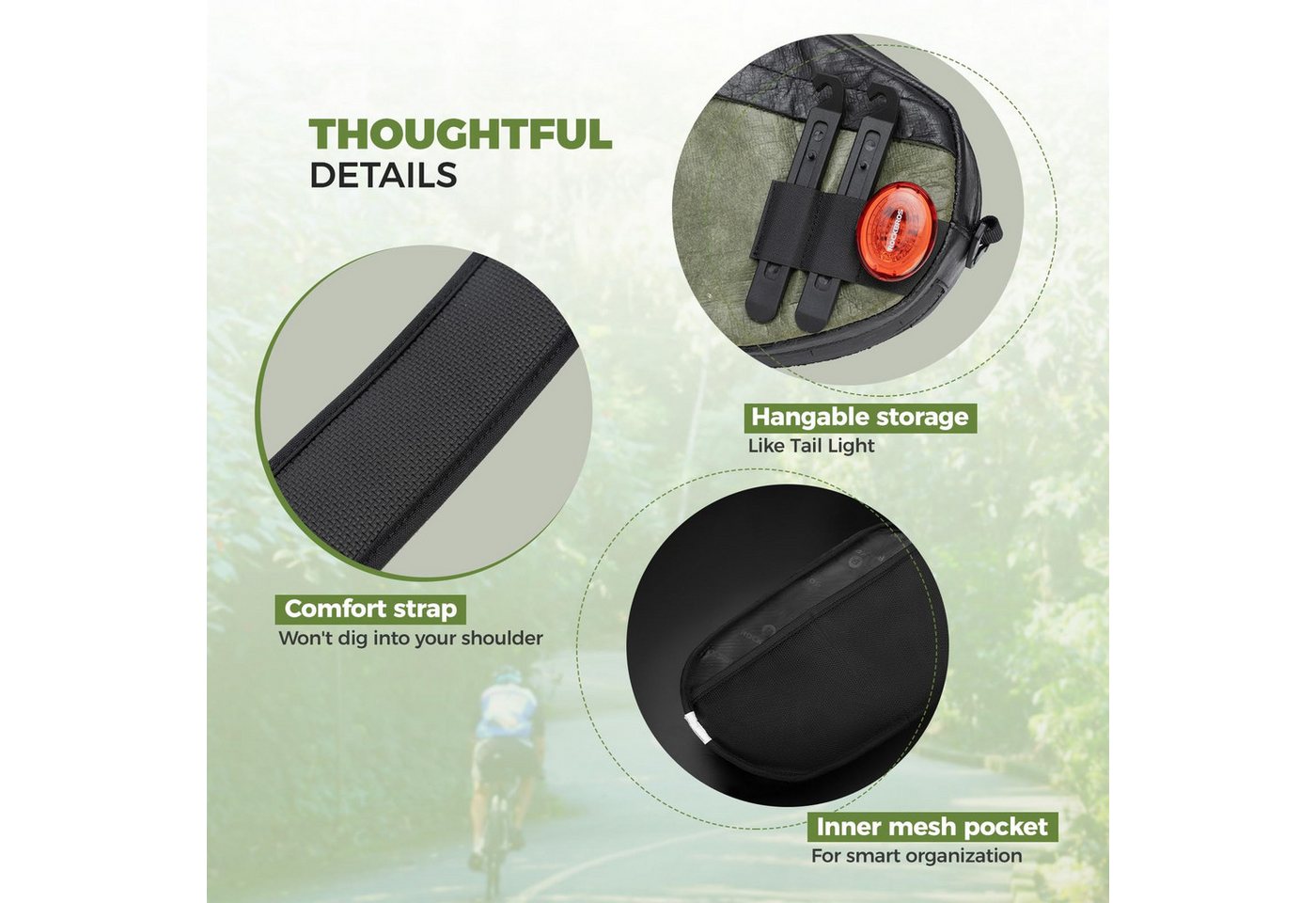 ROCKBROS Fahrradtasche Road to Sky Lenkertasche Fahrrad, aus recyceltem Reifengummi, 2,5 Liter Volumen abnehmbarer Schultergurt Bild 3