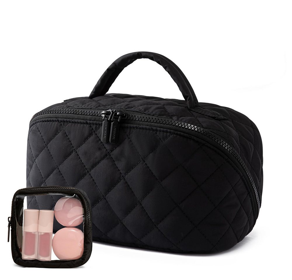 Zaewry Kosmetiktasche Damen Kosmetiktasche, Umfangsreich Kapazität Reise Make-up Tasche, Schlichter Optik Tragbarer Make-up Tasche,Weit geöffnete Tasche Bild 4