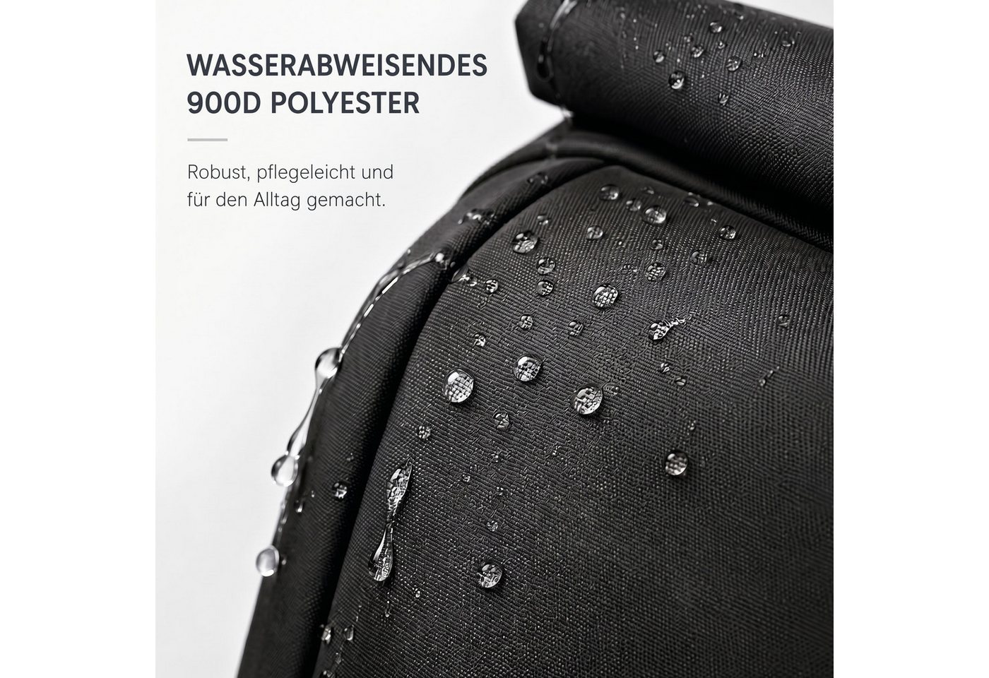 HELLSER Rucksack Rolltop Rucksack – Cityrucksack mit Laptopfach 15,6" Zoll & Koffergurt, 40x29x12 cm – wasserabweisend, geeignet als Handgepäck Bild 2