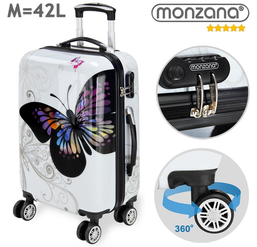 Deuba Hartschalen-Trolley, 4 Rollen Rollen, mit Schloss Doppelrolle Hartschale Teleskopgriff Trolley Reisekoffer M Bild 2