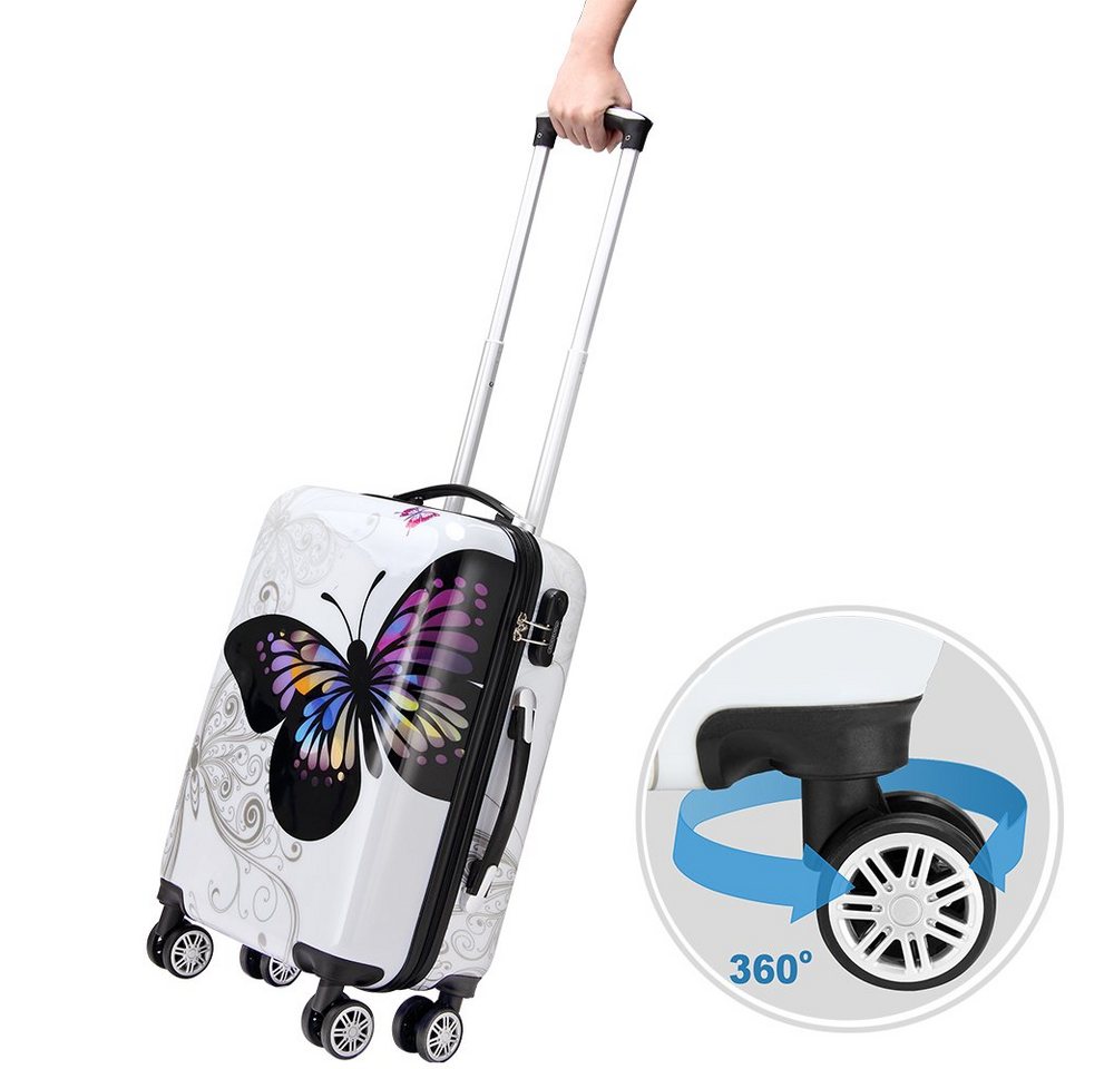 Deuba Hartschalen-Trolley, 4 Rollen Rollen, Schloss Doppelrolle Hartschale Teleskopgriff Trolley Reisekoffer XL Bild 4