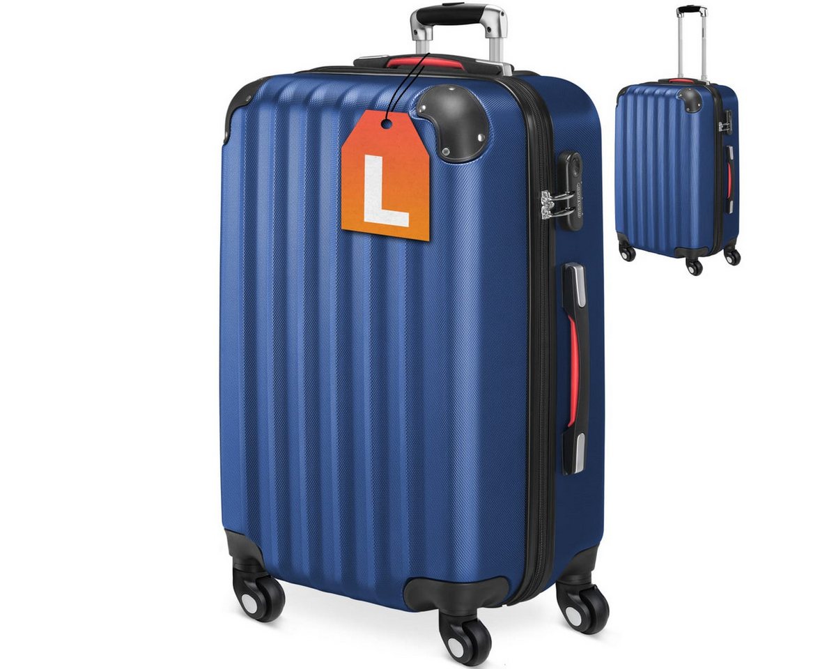 monzana Hartschalen-Trolley, 4 Rollen Rollen, Rollkoffer Zahlenschloss Reisekoffer Hartschalenkoffer Trolley Blau L Bild 3