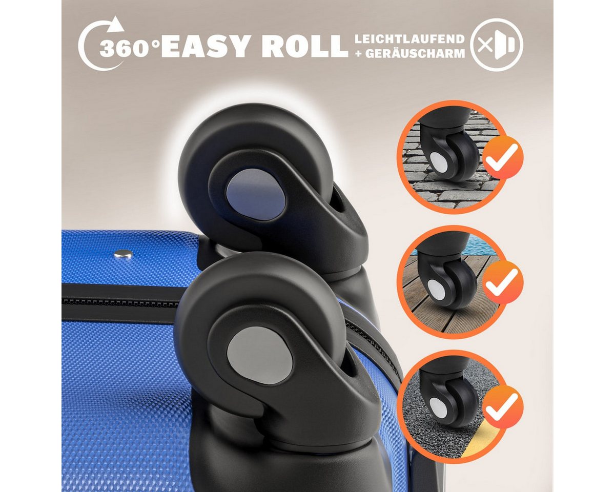 monzana Hartschalen-Trolley, 4 Rollen Rollen, Rollkoffer Zahlenschloss Reisekoffer Hartschalenkoffer Trolley Blau L Bild 5