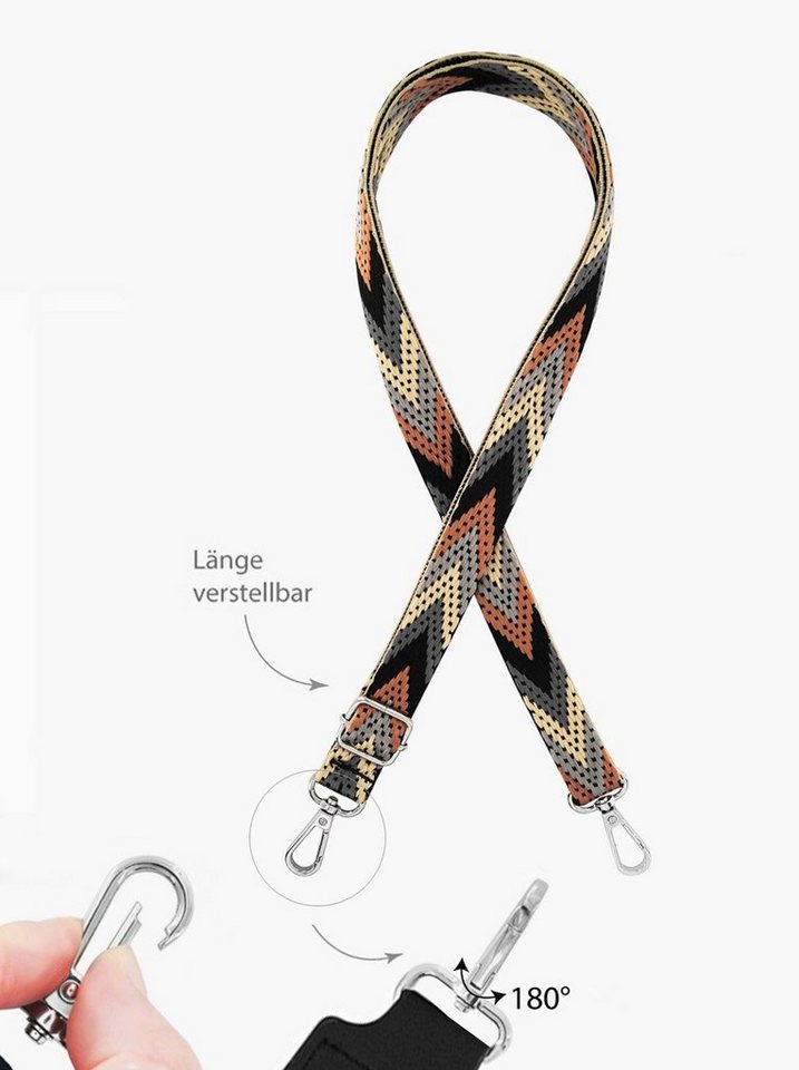 axy Schulterriemen Verstellbarer Taschengurt für Handtaschen Ersatz Wechsel Schultergurt 2cm Breiter Zick-Zack Muster Schultergurt Trageriemen Damen Taschen Bild 3