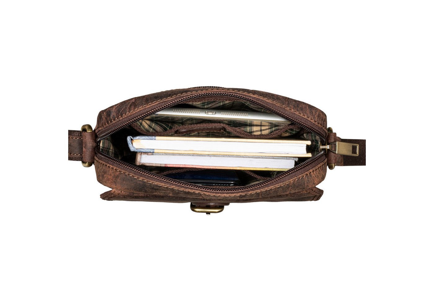 Benthill Messenger Bag Herren Umhängetasche Echt Leder Wandertasche Messenger Schultertasche, Reißverschlussfach Bild 3