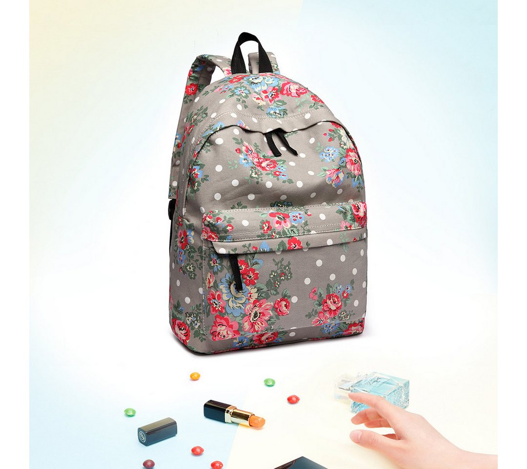 KONO Schulrucksack Schultasche Mädchen Teenager Damen Vintage Canvas Rucksack Bild 2