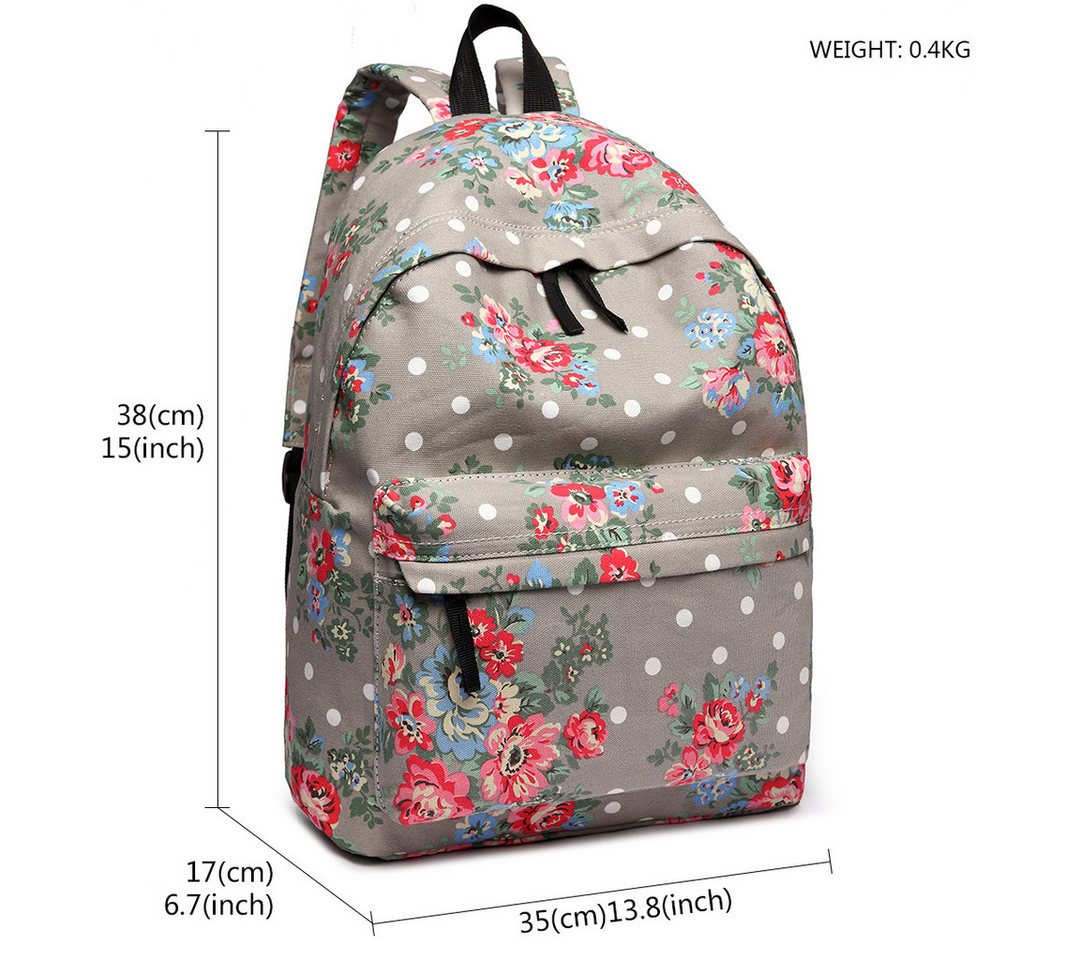 KONO Schulrucksack Schultasche Mädchen Teenager Damen Vintage Canvas Rucksack Bild 3