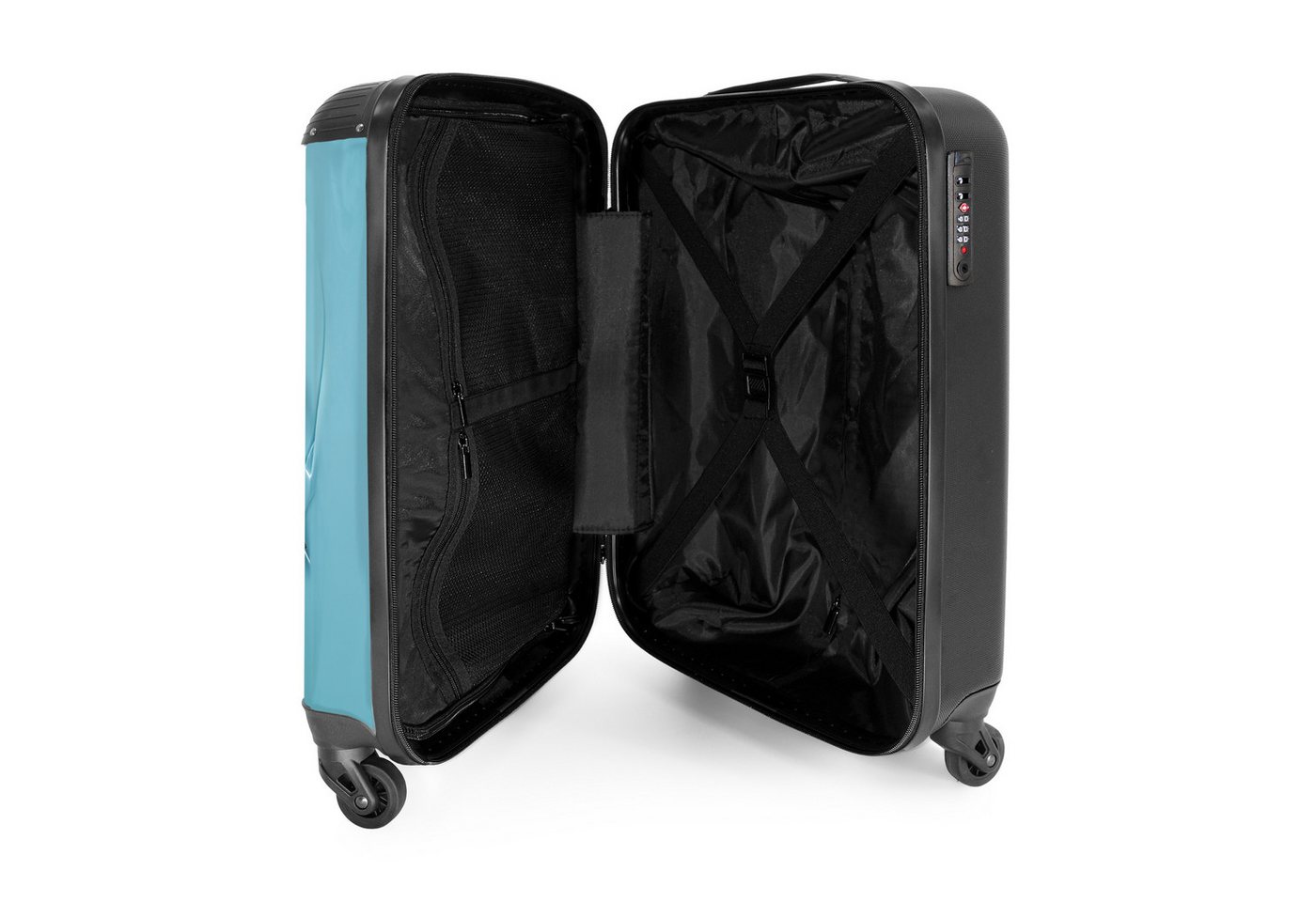 NoBoringSuitcases.com© Kinderkoffer Cartoonistische Kuh durchbricht Wand 55x35x20cm, 4 Rollen, Kinder Koffer Klein, Trolley Handgepäck, Reisekoffer Bild 2