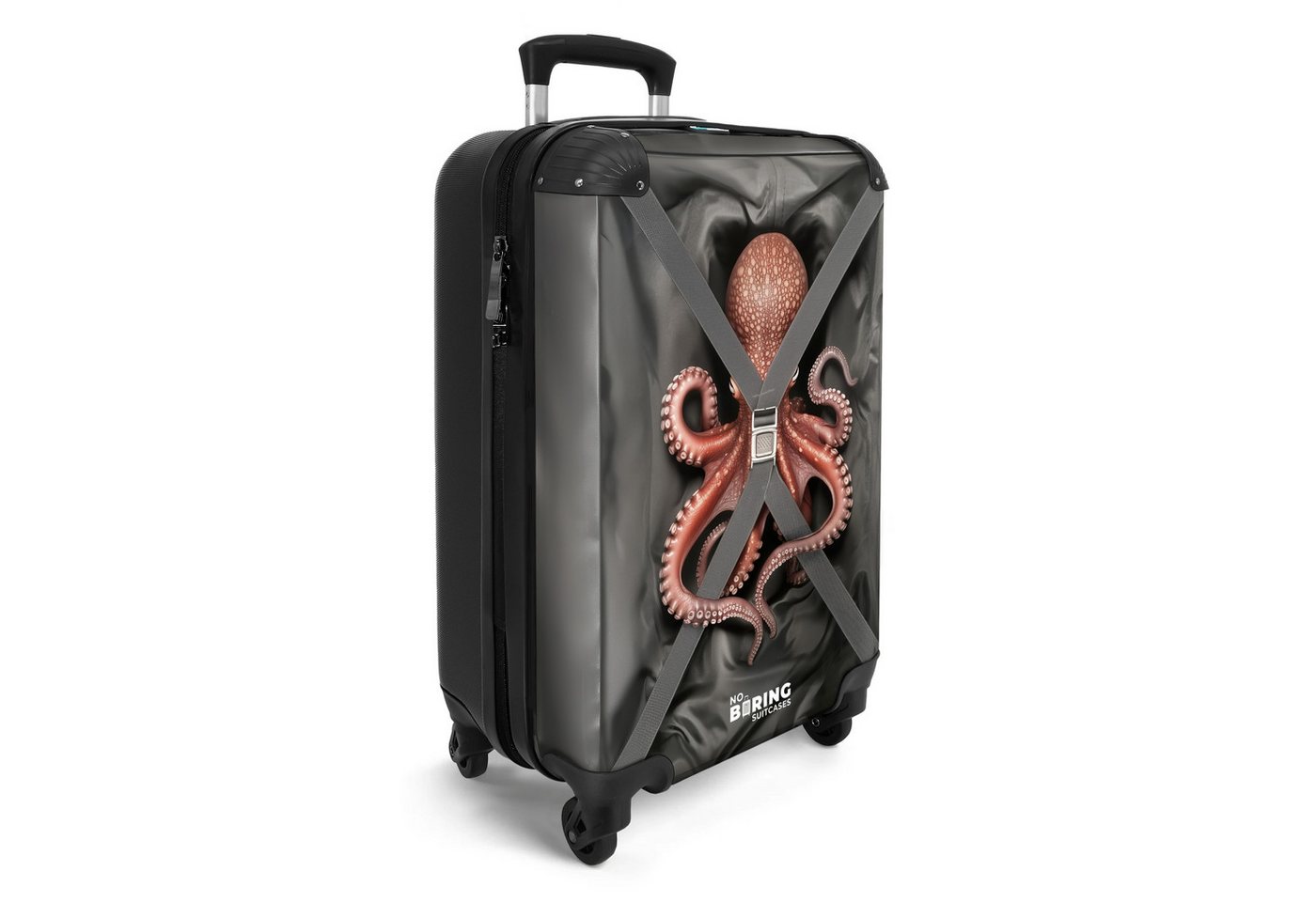 NoBoringSuitcases.com© Hartschalen-Trolley Oktopus in Bewegung 55x35x20cm, 4 Rollen, Reisetasche mit Rollen, Koffer Handgepäck Flugzeug Bild 3
