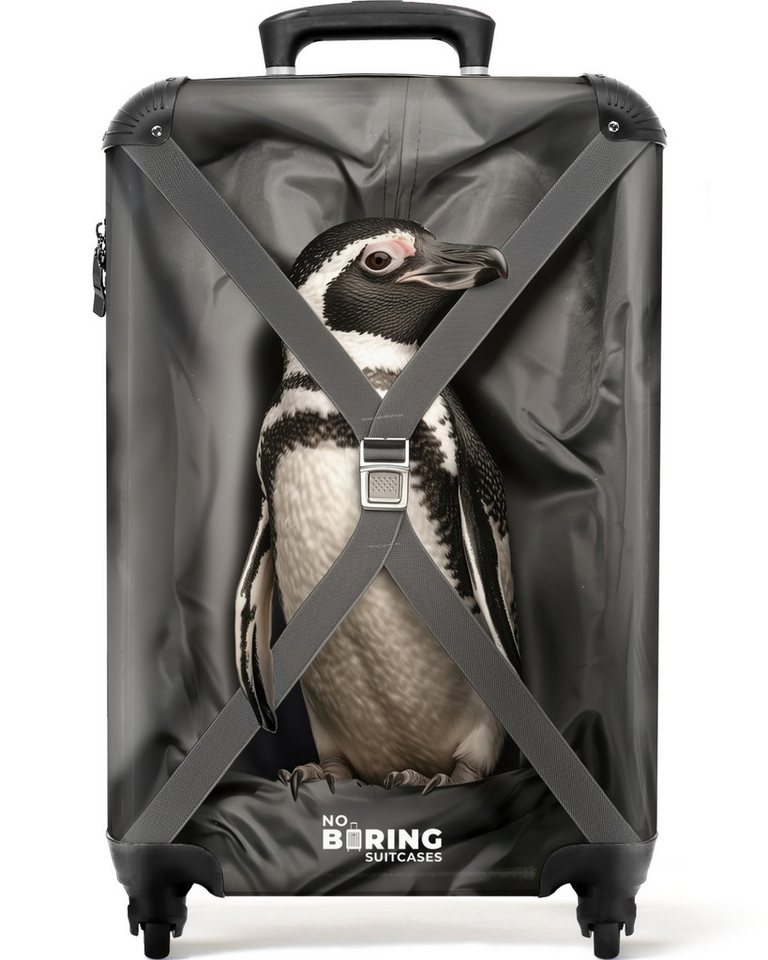 NoBoringSuitcases.com© Hartschalen-Trolley Der Pinguin ist mit von der Partie 55x35x20cm, 4 Rollen, Reisetasche mit Rollen, Koffer Handgepäck Flugzeug Bild 4