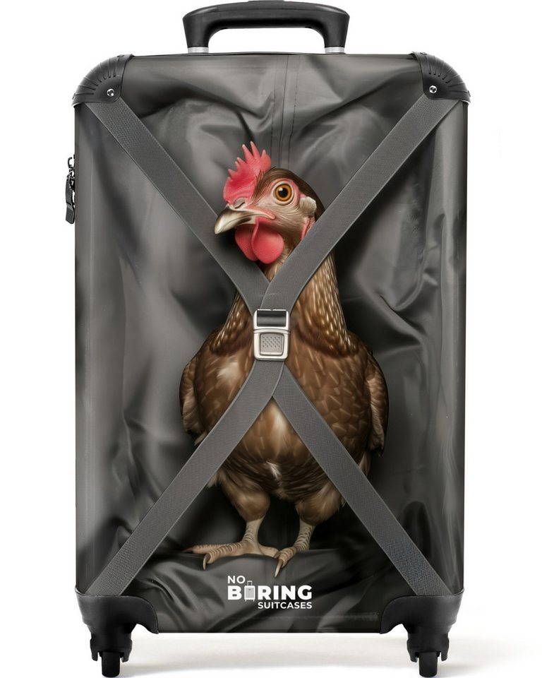 NoBoringSuitcases.com© Hartschalen-Trolley Reisendes Huhn 55x35x20cm, 4 Rollen, Reisetasche mit Rollen, Koffer Handgepäck Flugzeug Bild 4