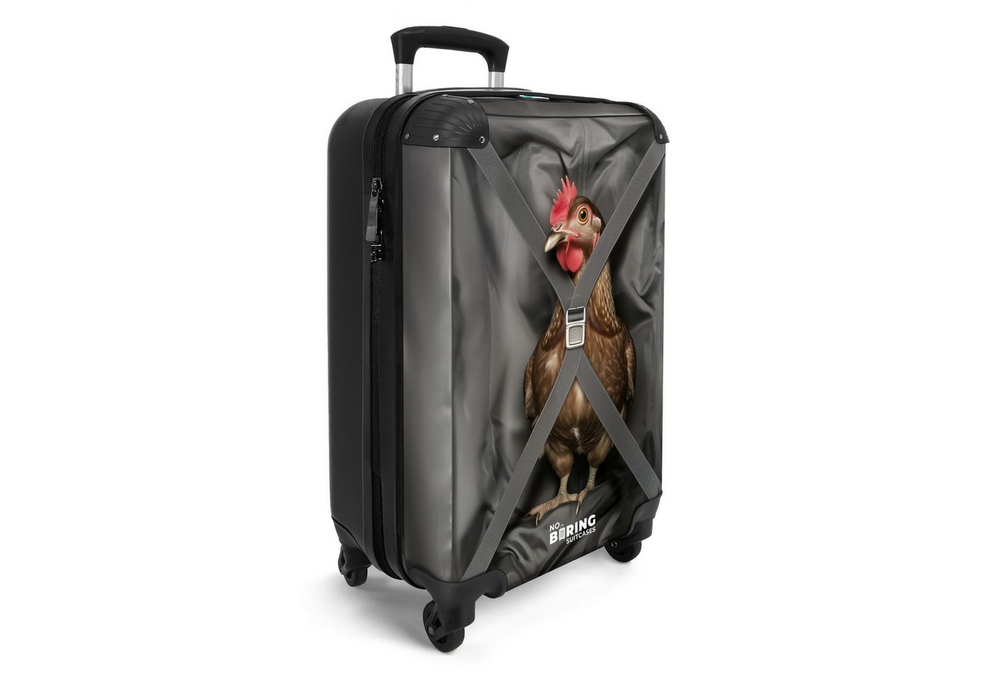 NoBoringSuitcases.com© Hartschalen-Trolley Reisendes Huhn 55x35x20cm, 4 Rollen, Reisetasche mit Rollen, Koffer Handgepäck Flugzeug Bild 5