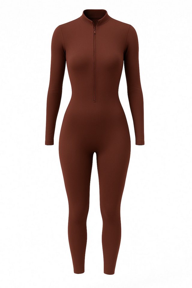 FemmeTone Turnanzug Damen Sport Overall Jumpsuit – Langarm Einteiler mit Reißverschluss, Atmungsaktive Sportbekleidung – perfekt für Yoga, Fitness & Workout Bild 3