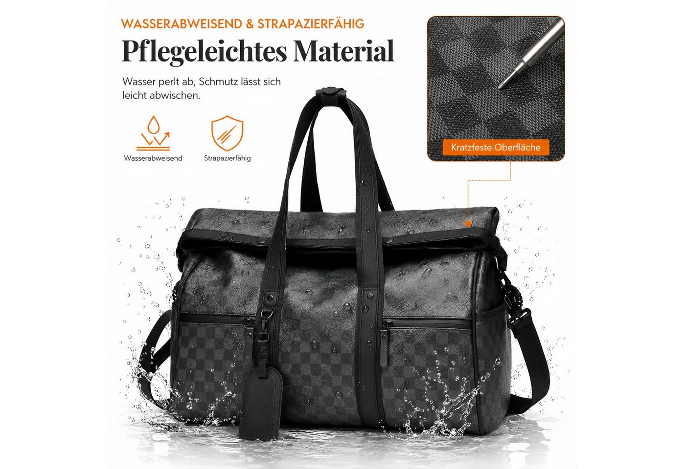 ibettertec Reisetasche Reisetasche Wasserdichter Reise-Seesack - Tragetasche, Sporttasche (Schultertasche (Erweiterbar mit Trolley-Ärmel und Nasstasche, Atmungsaktiv, wasserdicht, verschleißfest, großes Fassungsvermögen), Schultergurt, für Yoga, Schwimmen, Tourismus, Fitness Bild 2