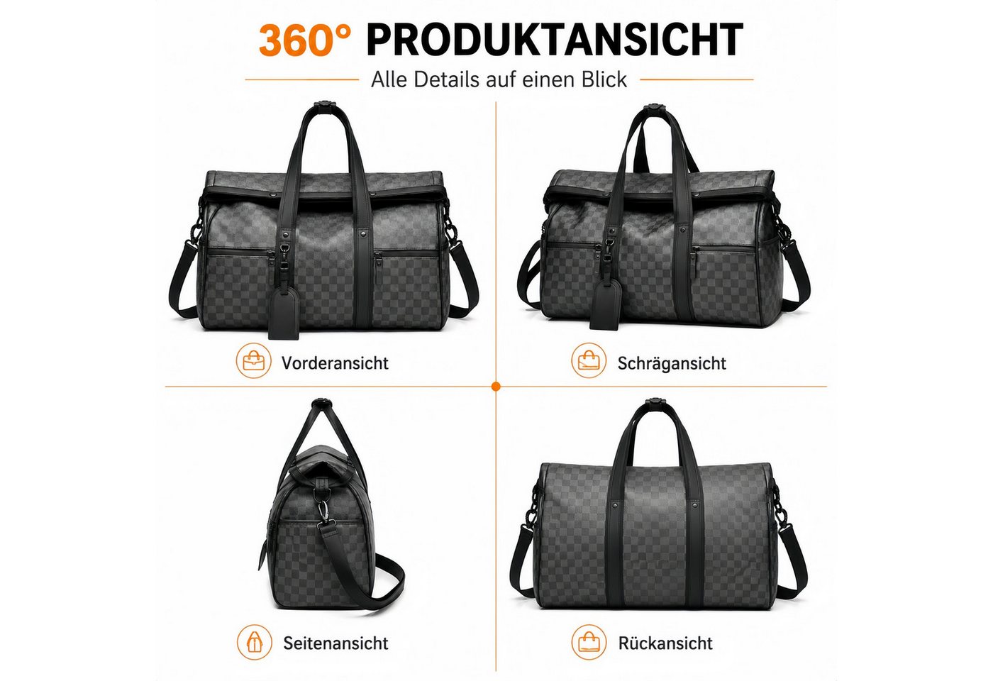 ibettertec Reisetasche Reisetasche Wasserdichter Reise-Seesack - Tragetasche, Sporttasche (Schultertasche (Erweiterbar mit Trolley-Ärmel und Nasstasche, Atmungsaktiv, wasserdicht, verschleißfest, großes Fassungsvermögen), Schultergurt, für Yoga, Schwimmen, Tourismus, Fitness Bild 3