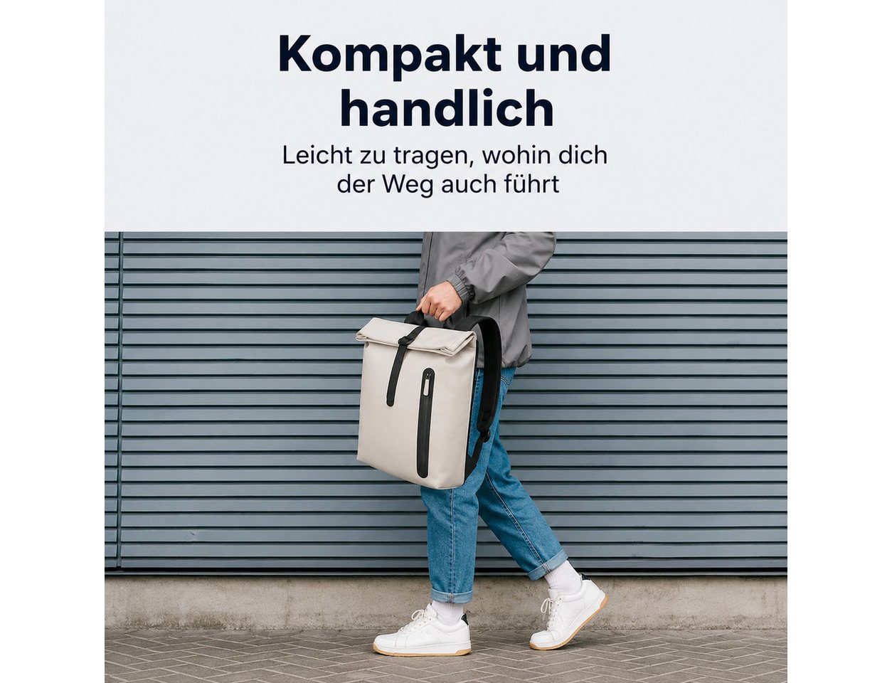 AMBIENTE-LEBENSART.DE Freizeitrucksack Rolltop Rucksack Wasserabweisend Damen Herren Laptop Fach ALLROUNDER Bild 4