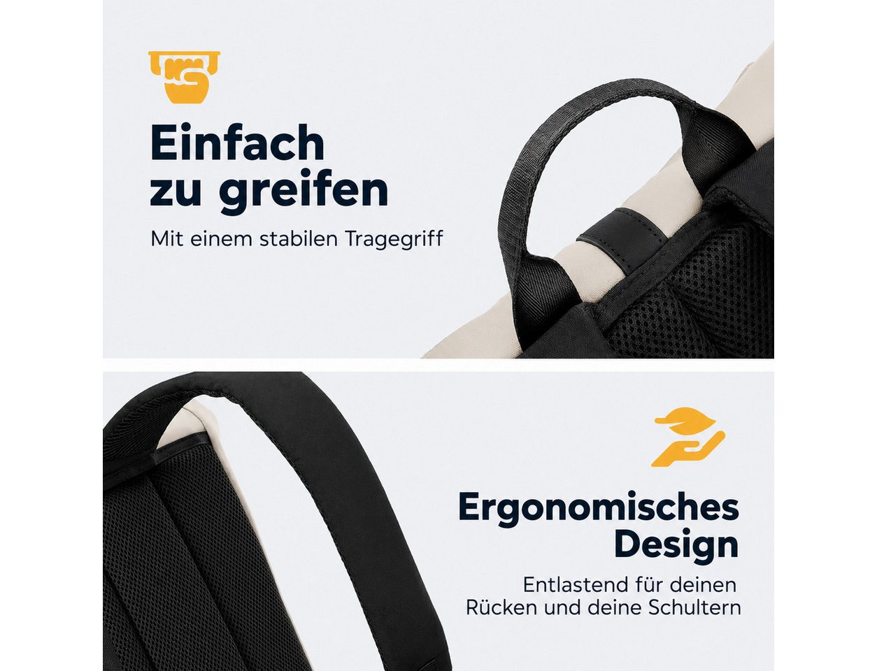 AMBIENTE-LEBENSART.DE Freizeitrucksack Rolltop Rucksack Wasserabweisend Damen Herren Laptop Fach ALLROUNDER Bild 5