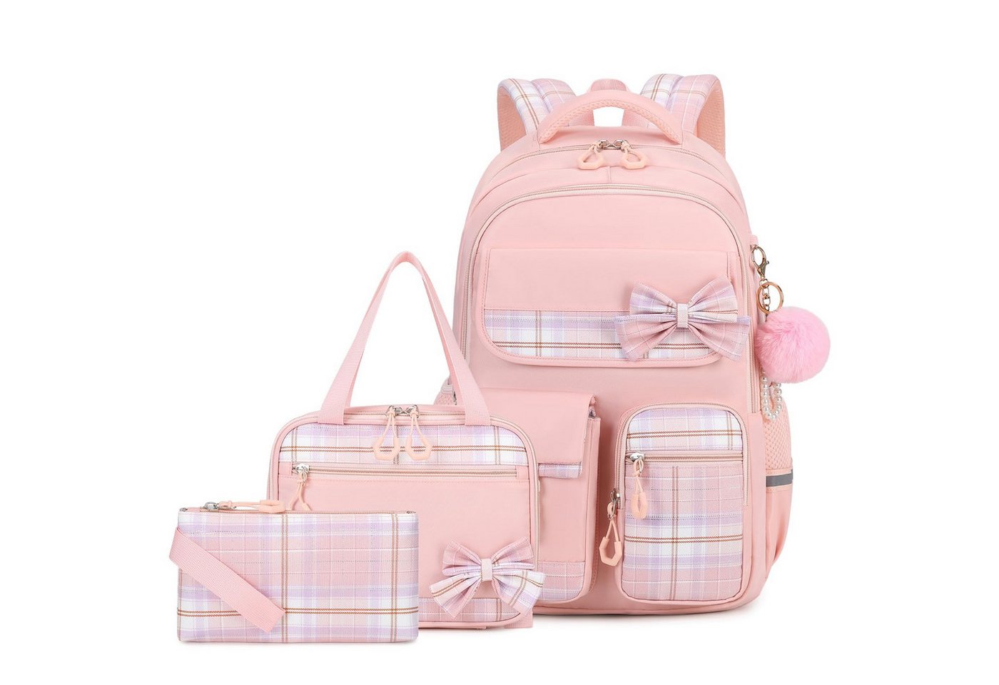 MOPUEA Schulrucksack Schulrucksack Set Schultasche 3-teilig mit Lunchtasche Federmappe (Set, 3-tlg., Atmungsaktiv Wasserabweisender), Leicht Schulrucksack Teenager für Schule, Reisen und Freizeit Bild 4