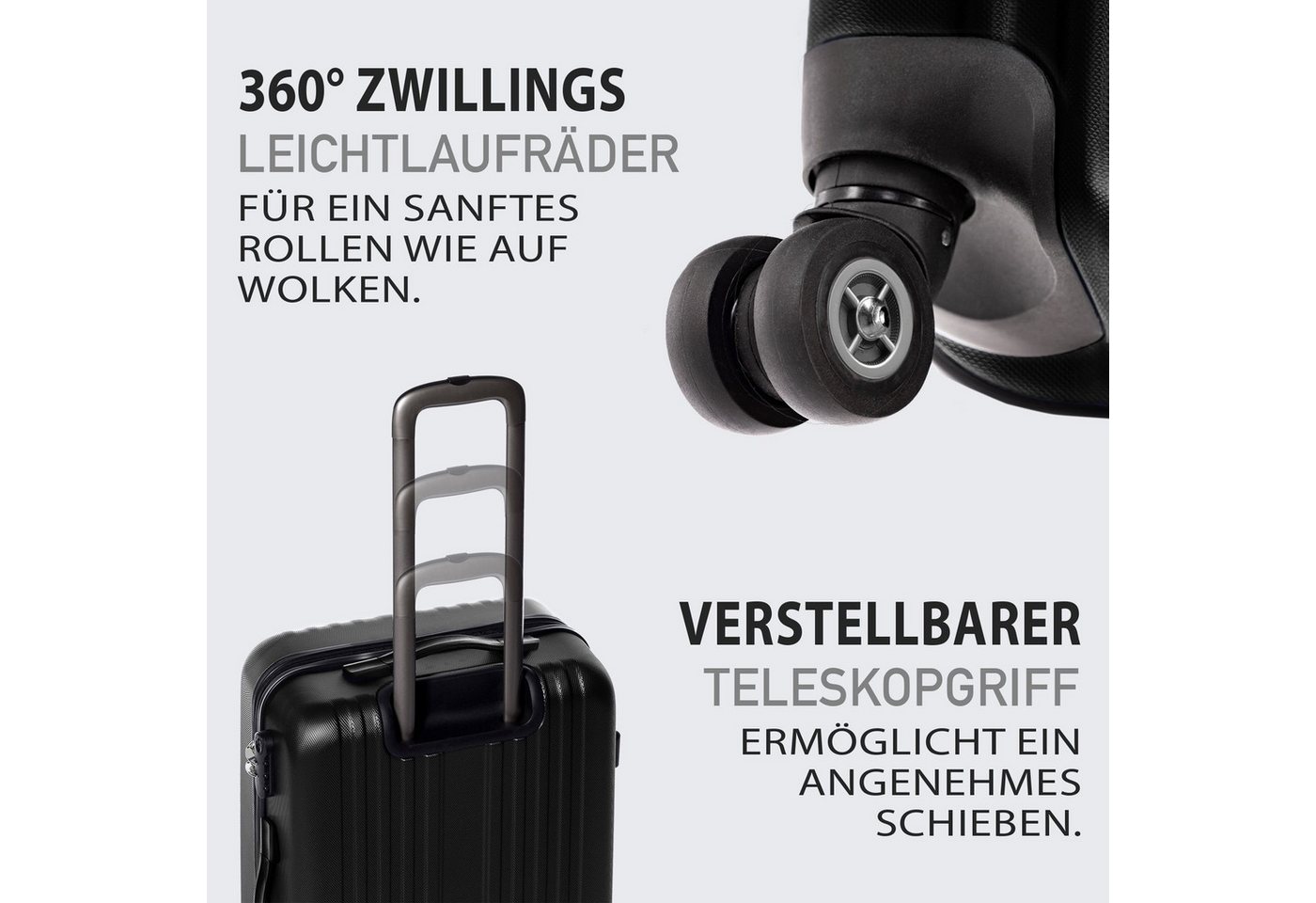 FERGÉ Kofferset Hartschale 3 teilig Koffer Set erweiterbar TOULOUSE, 4 Rollen, (3er Kofferset stabil und leicht mit Zahlenschloß, 3 tlg., Hartschalen-Trolley Set 3 Größen Handgepäck Koffer M XL), Trolley 3er Koffer Set, Reisekoffer 4 Rollen, Premium Rollkoffer Bild 5