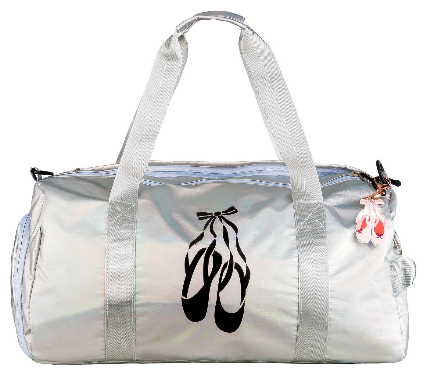 tanzmuster Sporttasche Ballett Tasche silber, mit Ballettschuhe Aufdruck Bild 2