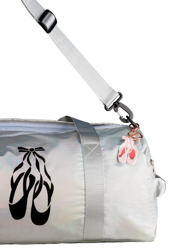 tanzmuster Sporttasche Ballett Tasche silber, mit Ballettschuhe Aufdruck Bild 3