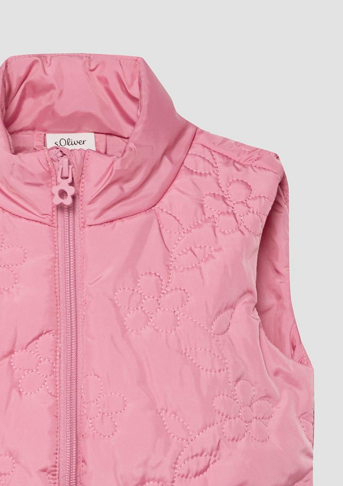s.Oliver Outdoorjacke Outdoor-Weste Leicht wattierte Weste mit Stehkragen und Blumenmuster
