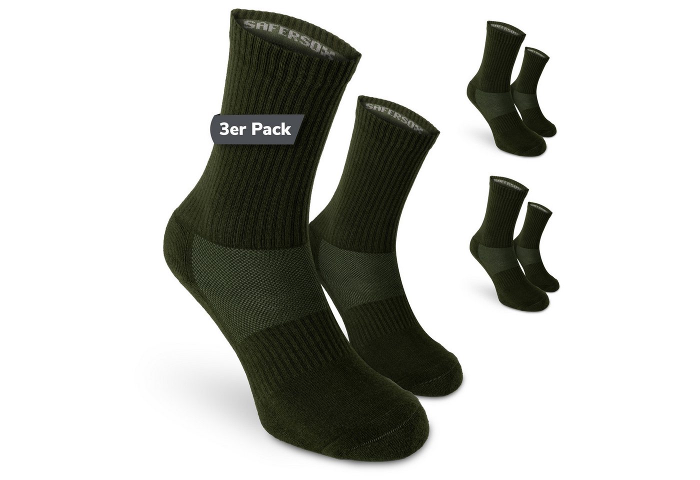 SAFERSOX Funktionssocken Sportsocken mit Mückenschutz (Set, 3 Paar) geruchshemmend, hoher Baumwollanteil, Made in EU Bild 2
