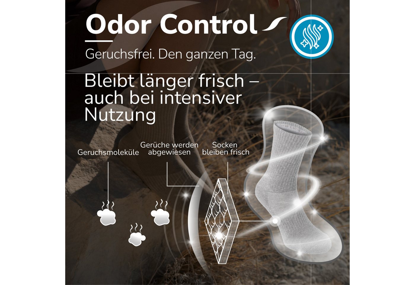 SAFERSOX Funktionssocken Sportsocken mit Mückenschutz (Set, 3 Paar) geruchshemmend, hoher Baumwollanteil, Made in EU Bild 3