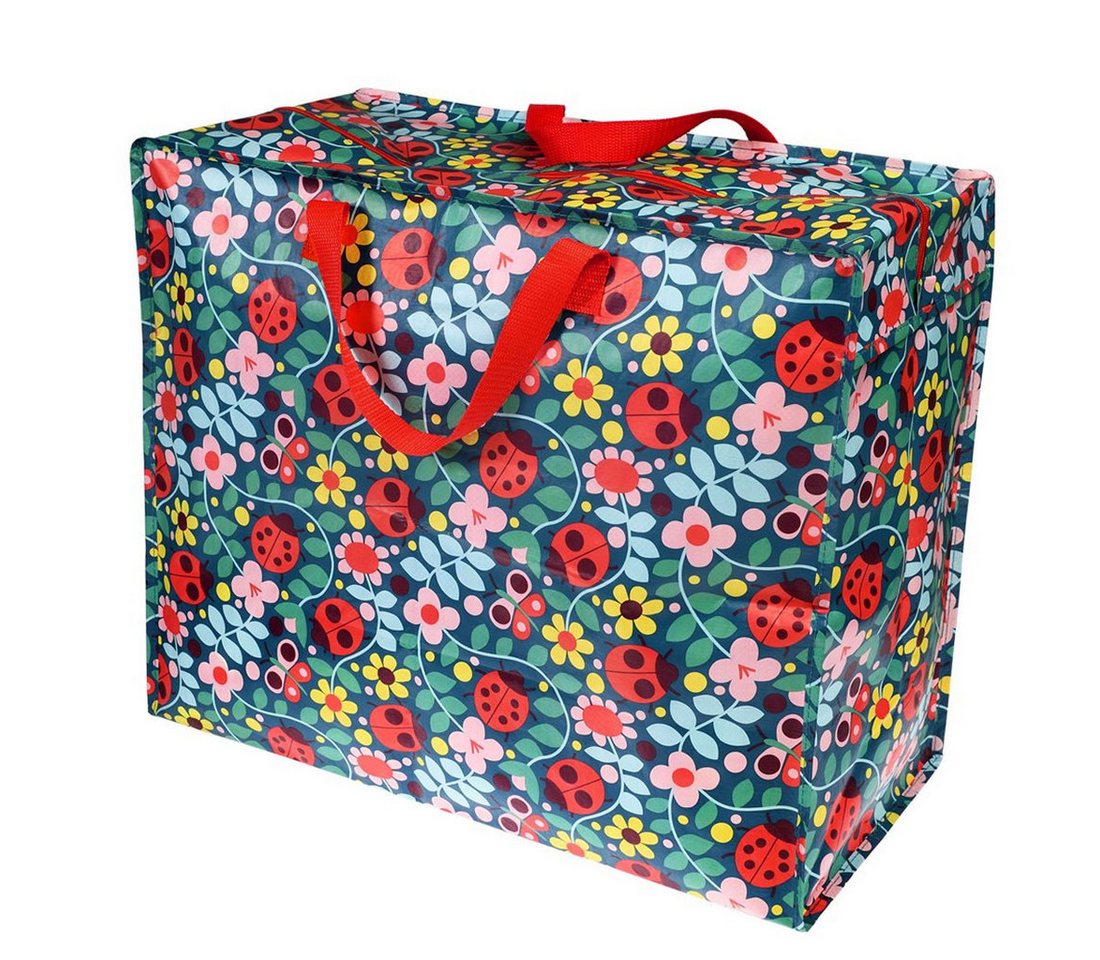 LS-LebenStil Aufbewahrungstasche XXL Jumbo Bag Marienkäfer 55cm Recycelt Nachhaltig Einkaufstasche (Unterbettkommode Organizer Aufbewahrungsbox, 1-tlg., Einkaufstasche mit Reißverschluss Shopper Riesentasche Tragetasche), Aufbewahrung von Bettwäsche Kleidung Wäsche Spielzeug - Rechteckig Bild 4