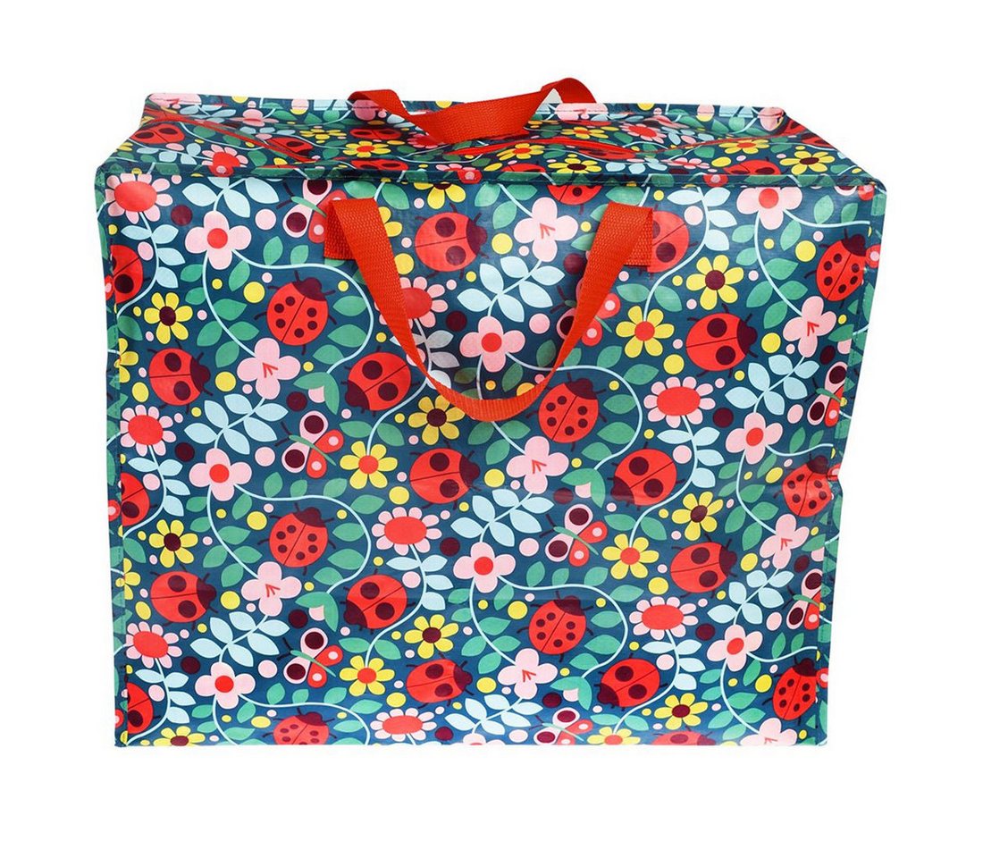 LS-LebenStil Aufbewahrungstasche XXL Jumbo Bag Marienkäfer 55cm Recycelt Nachhaltig Einkaufstasche (Unterbettkommode Organizer Aufbewahrungsbox, 1-tlg., Einkaufstasche mit Reißverschluss Shopper Riesentasche Tragetasche), Aufbewahrung von Bettwäsche Kleidung Wäsche Spielzeug - Rechteckig Bild 5