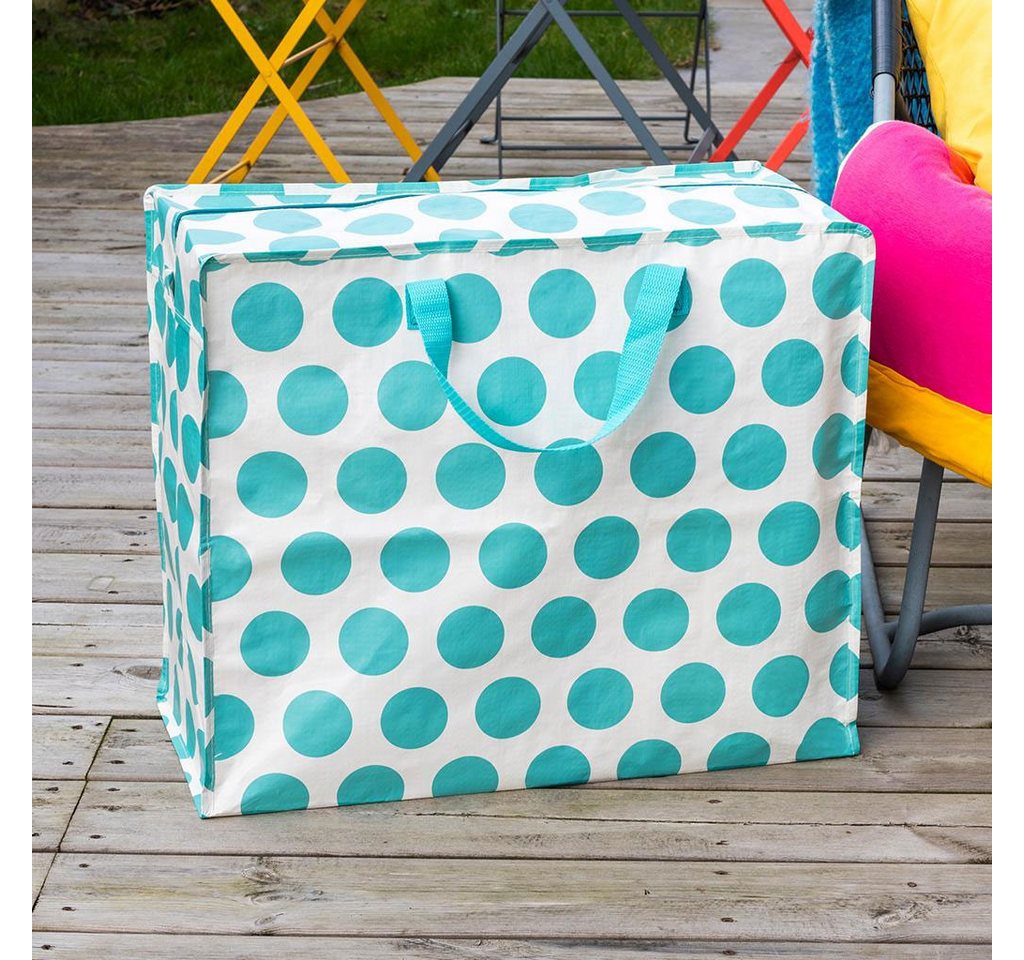 LS-LebenStil Aufbewahrungstasche XXL Jumbo Bag Türkis Spotlight 55cm Recycelt Nachhaltig Einkaufstasche (Unterbettkommode Organizer Aufbewahrungsbox, 1-tlg., Einkaufstasche mit Reißverschluss Shopper Riesentasche Tragetasche), Aufbewahrung von Bettwäsche Kleidung Wäsche Spielzeug - Rechteckig Bild 3