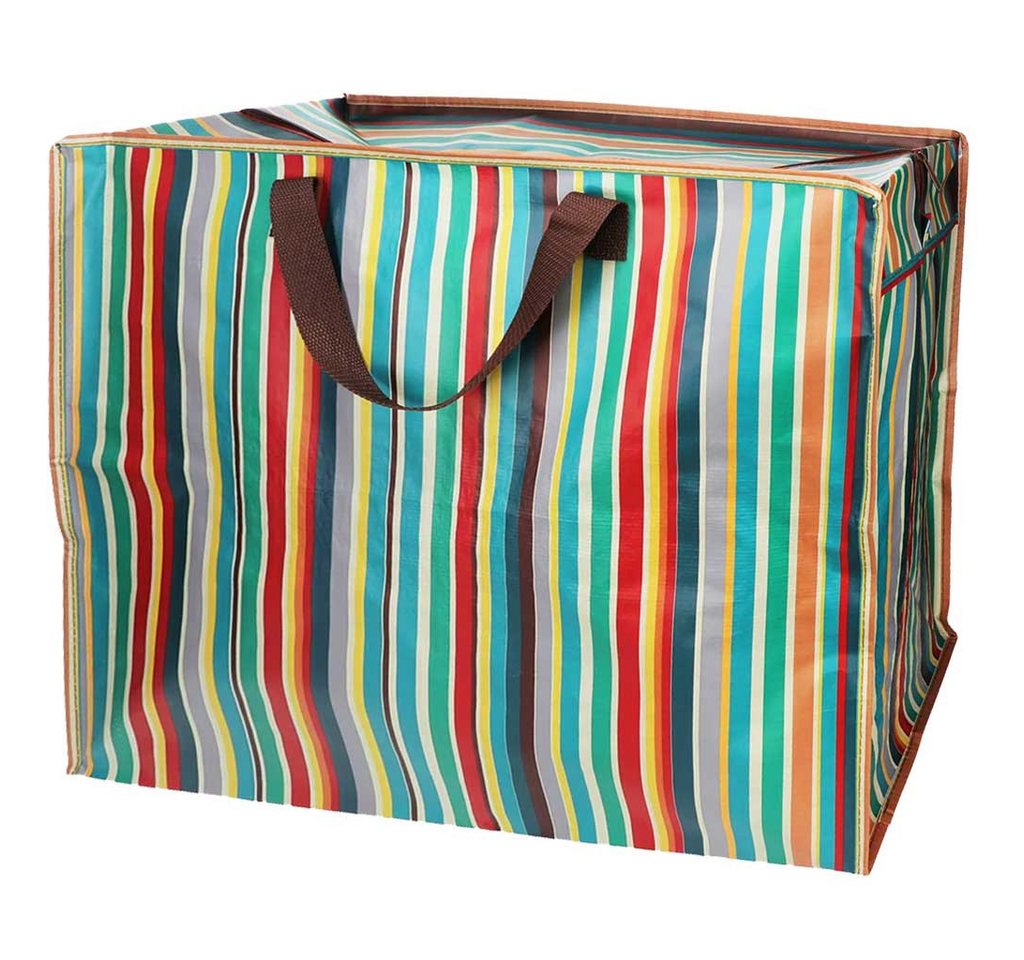 LS-LebenStil Aufbewahrungstasche XXL Jumbo Bag Retro 70´ziger 55cm Recycelt Nachhaltig Einkaufstasche (Unterbettkommode Organizer Aufbewahrungsbox, 1-tlg., Einkaufstasche mit Reißverschluss Shopper Riesentasche Tragetasche), Aufbewahrung von Bettwäsche Kleidung Wäsche Spielzeug - Rechteckig