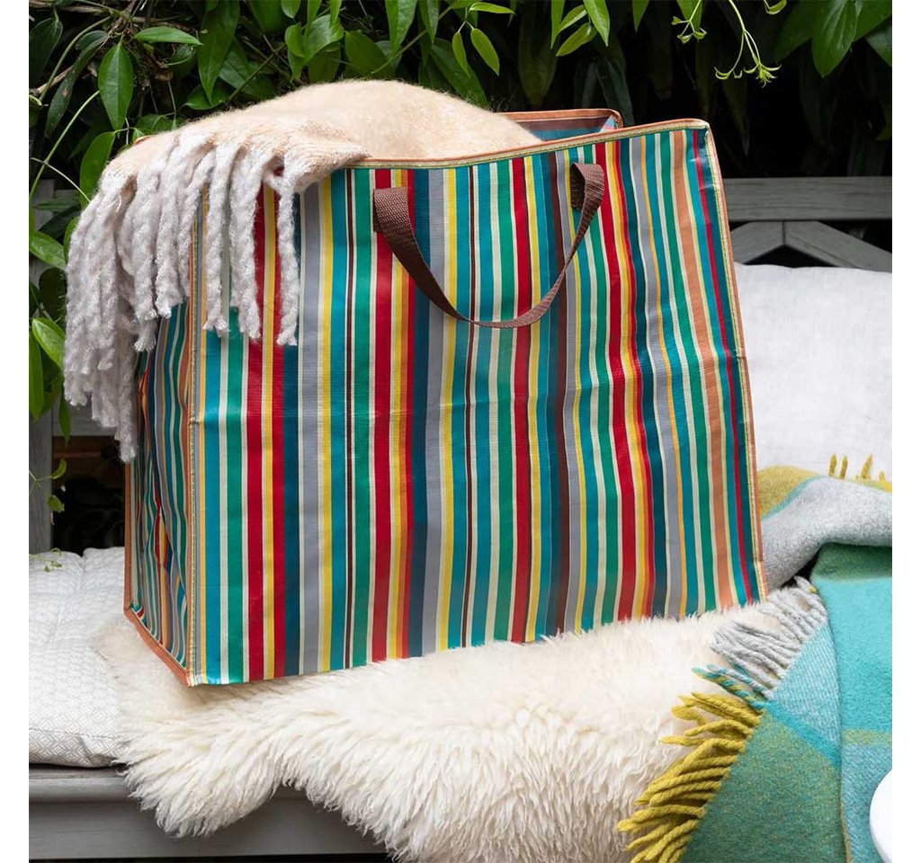 LS-LebenStil Aufbewahrungstasche XXL Jumbo Bag Retro 70´ziger 55cm Recycelt Nachhaltig Einkaufstasche (Unterbettkommode Organizer Aufbewahrungsbox, 1-tlg., Einkaufstasche mit Reißverschluss Shopper Riesentasche Tragetasche), Aufbewahrung von Bettwäsche Kleidung Wäsche Spielzeug - Rechteckig Bild 4