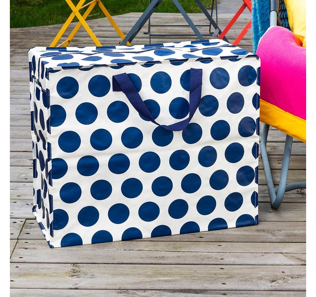 LS-LebenStil Aufbewahrungstasche XXL Jumbo Bag Navy Spotlight 55cm Recycelt Nachhaltig Einkaufstasche (Unterbettkommode Organizer Aufbewahrungsbox, 1-tlg., Einkaufstasche mit Reißverschluss Shopper Riesentasche Tragetasche), Aufbewahrung von Bettwäsche Kleidung Wäsche Spielzeug - Rechteckig Bild 2