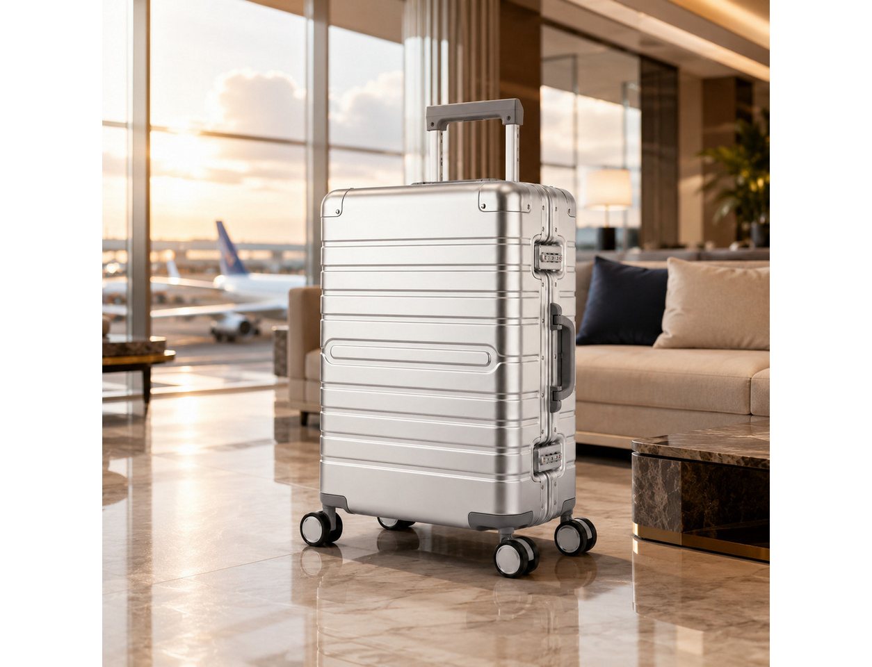 Travelhouse Koffer 100% Aluminium OSLO M - verschiedene Farben, 4 Rollen, aus Aluminium, mit voll gefüttertem Innenraum, mit Kantenschutz Bild 4