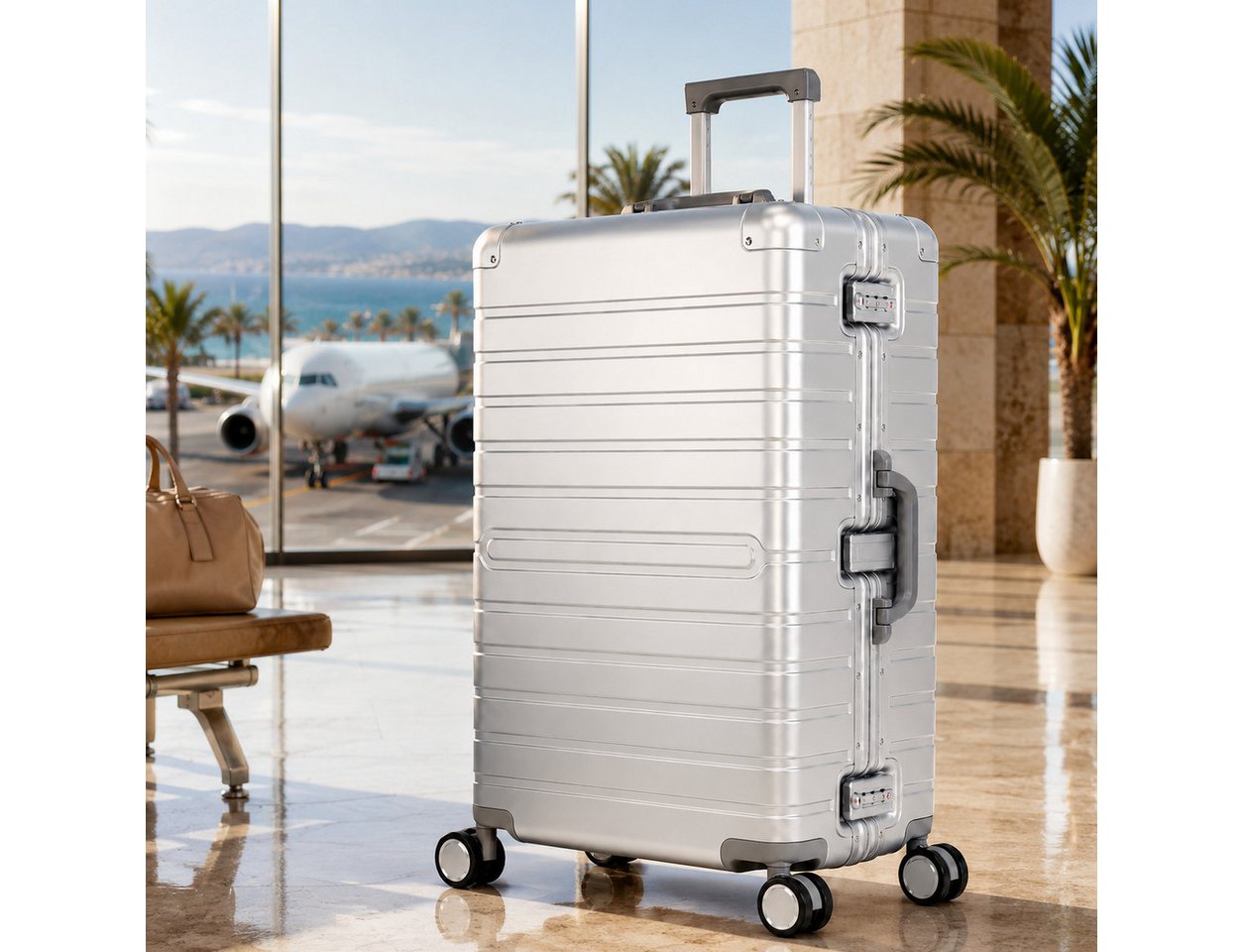Travelhouse Koffer 100% Aluminium OSLO L - verschiedene Farben, 4 Rollen, aus Aluminium, mit voll gefüttertem Innenraum, mit Kantenschutz Bild 5