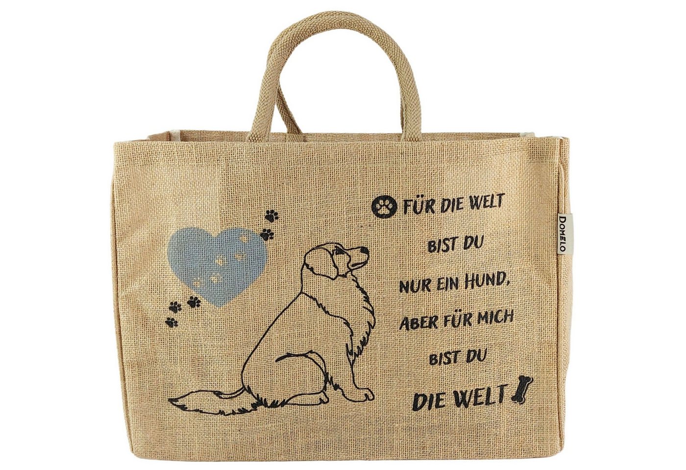 Domelo Einkaufsshopper Domelo große Jute Einkaufskorb, 100% Vegane Einkaufstasche/ Handtasche, verstärkter Boden, wasserabweisende Innenbeschichtung