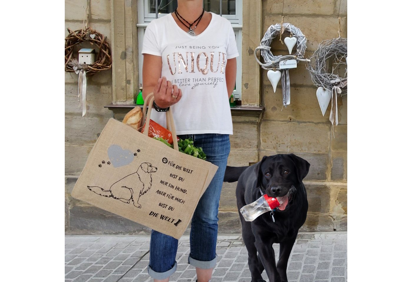 Domelo Einkaufsshopper Domelo große Jute Einkaufskorb, 100% Vegane Einkaufstasche/ Handtasche, verstärkter Boden, wasserabweisende Innenbeschichtung Bild 3