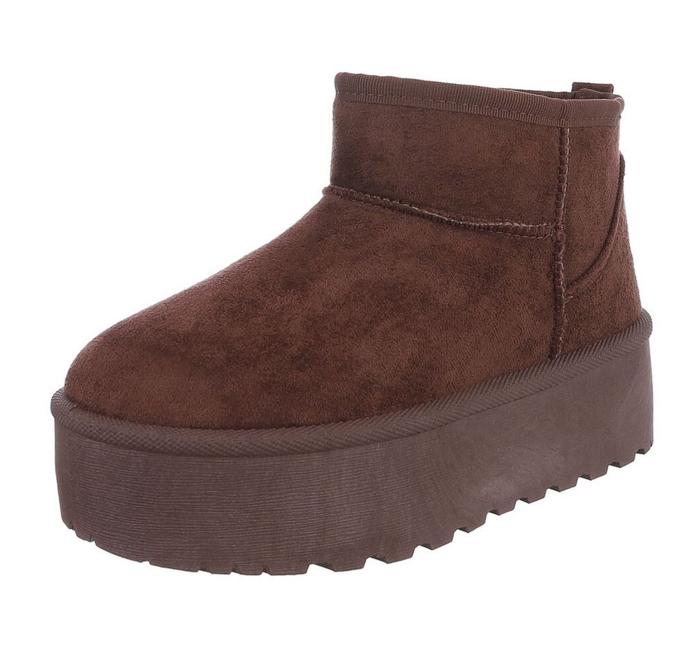 Ital-Design Stilvolle Stiefeletten mit Verzierung für Damen Snowboots (90927547) Flach Stiefeletten in Braun