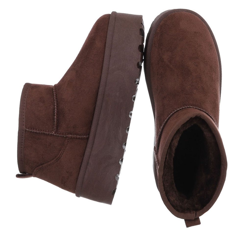 Ital-Design Stilvolle Stiefeletten mit Verzierung für Damen Snowboots (90927547) Flach Stiefeletten in Braun Bild 5