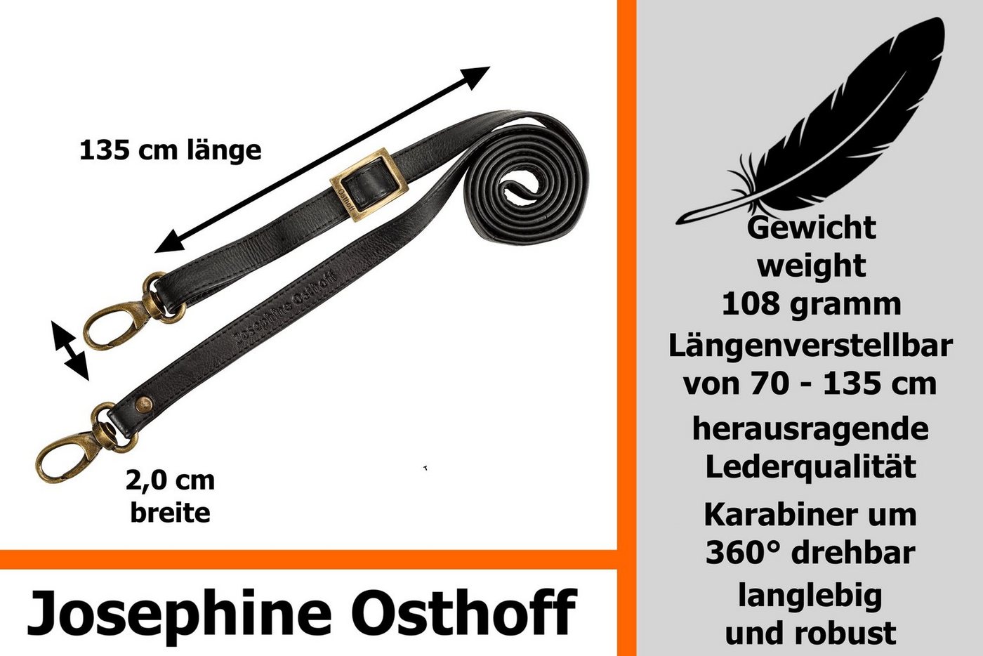 Josephine Osthoff Schulterriemen Schulterriemen 2 cm schwarz/altgold Bild 4