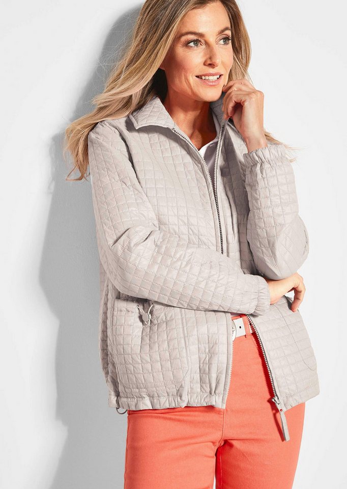 GOLDNER Outdoorjacke Leicht wattierte Outdoorjacke mit Hemdkragen Hemdjacke mit Gummibund und Reißverschluss