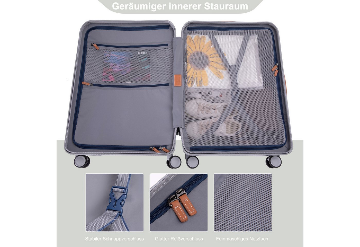 Travelhouse Hartschalen-Trolley capri, 4 Rollen, PC Hartschale, USB + USB C Anschluss, Rollenbremse Bild 4