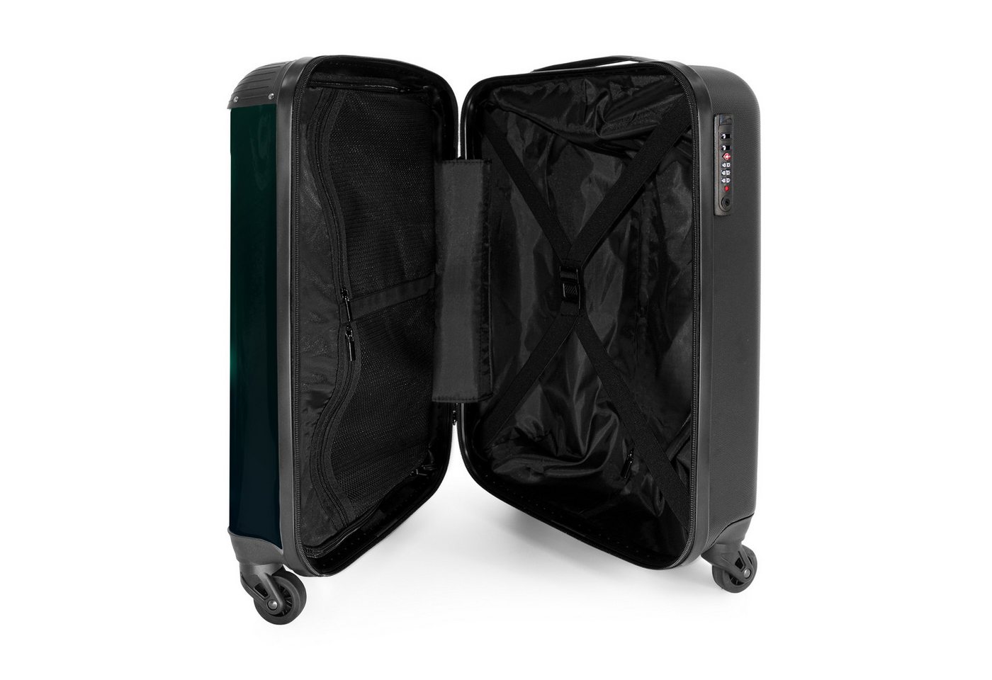 NoBoringSuitcases.com© Kinderkoffer Silhouette eines Fußballspielers in Grün und Blau 55x35x20cm, 4 Rollen, Handgepäck Koffer, Hartschalenkoffer Kinder, Reisekoffer Jungen Bild 4