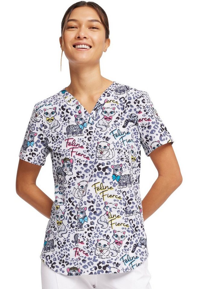 Cherokee Funktionsbluse Bunt bedruckter Damen Kasack "Niedliche Katzen" Kasack mit Motiv Bild 5