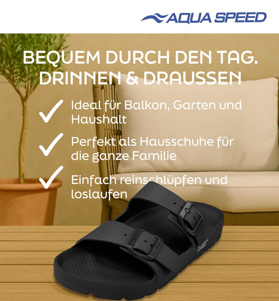 Aqua Speed Herren Badelatschen Gr. 42 – robust + Handtuch im Set Badesandale (Herrenlatschen mit Grip-Sohle – perfekt für Strand & Dusche) Griffige Latschen mit Komfort-Riemen – ideal für Herrenfüße Bild 2