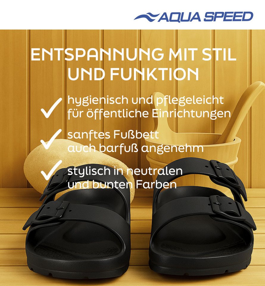 Aqua Speed Herren Badelatschen Gr. 42 – robust + Handtuch im Set Badesandale (Herrenlatschen mit Grip-Sohle – perfekt für Strand & Dusche) Griffige Latschen mit Komfort-Riemen – ideal für Herrenfüße Bild 4